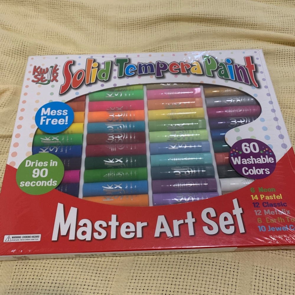 NWT Kwik Stix Solid Tempera Paint Sticks - Master Art Set 60 Washable Colors - Picture 7 of 9